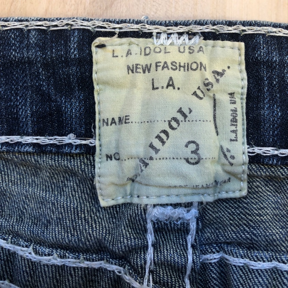 Vintage Y2K LA Idol Jeans 3 Low Rise Bootcut Rhinestone McBling Dark Wash 27 28" - Picture 6 of 16